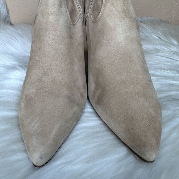 Le Pepe Suede Leather Heeled Ankle Bootie Boots Size 40 Tan - Picture 4 of 12